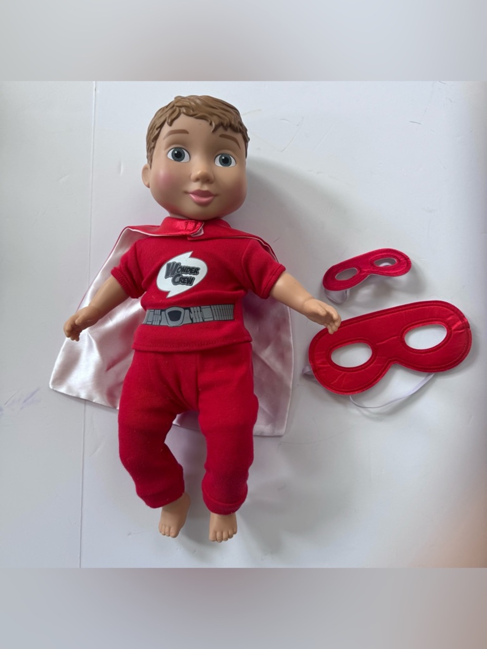 Red Superhero Doll with Cape and Mask